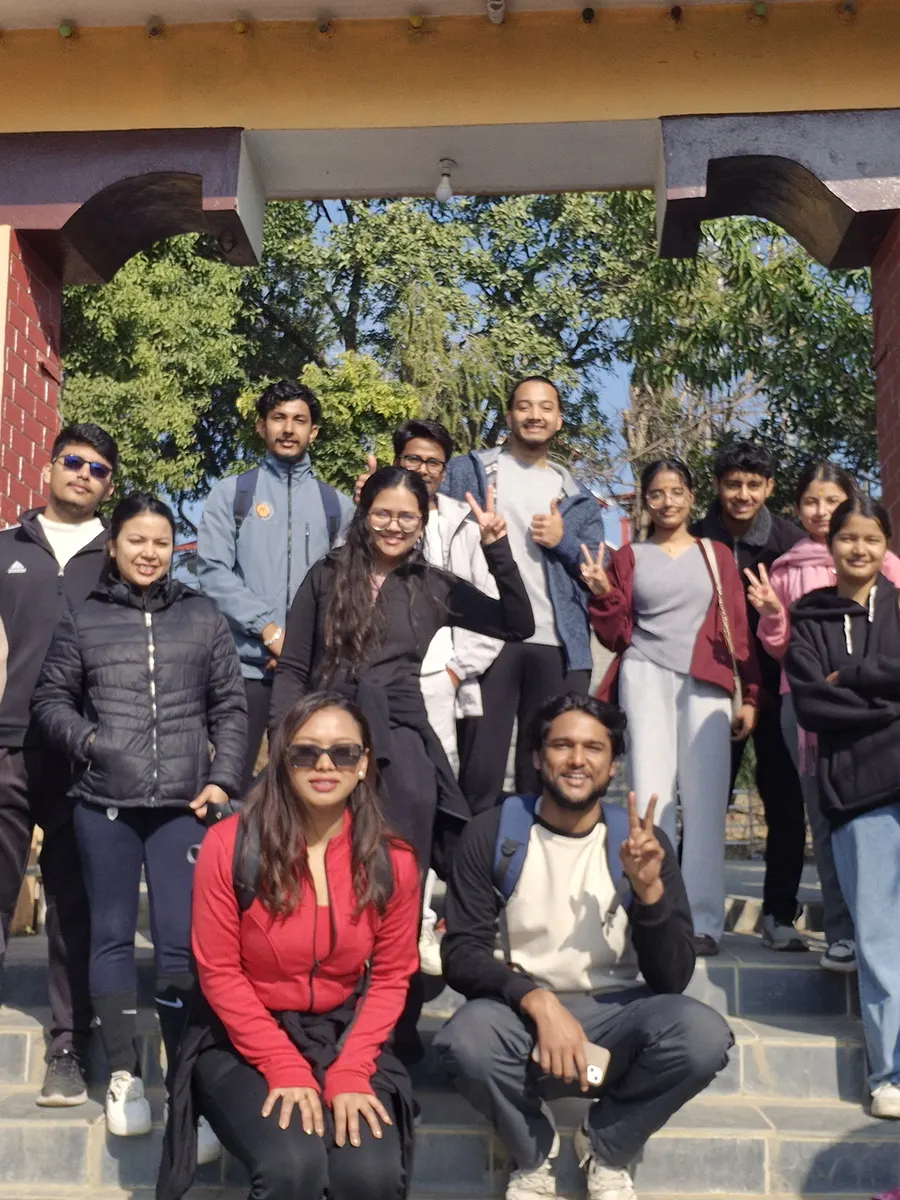 Think Purple Nepal: a group of designers outdoors at Purple Circle Version 2, Bharatpur